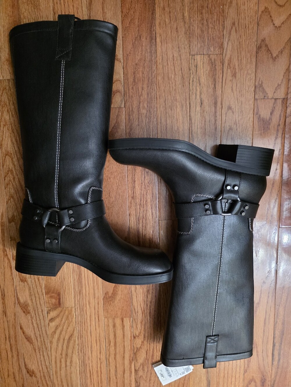NWT Zara Black Mid-Calf Harness Heeled Boots 8/39